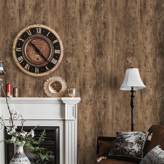 Wood Grain Contact Paper 17.3"x200" Grayish Brown Wood Look Peel and Stick Wallpaper Vintage Removable Self Adhesive Vinyl Faux Woods Wallpaper for Cabinets Countertops Covering - Image 5