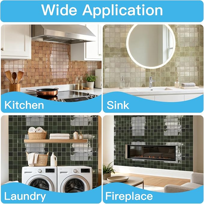 Art3d Grid Design Peel and Stick Backsplash, 10-Pack, 12 x 12 in, Green | Enhanced Thickness, Strong Adhesion, Moisture Resistant, Long-Lasting, Minimalist Look, DIY Friendly, for Kitchen Countertops - Image 7