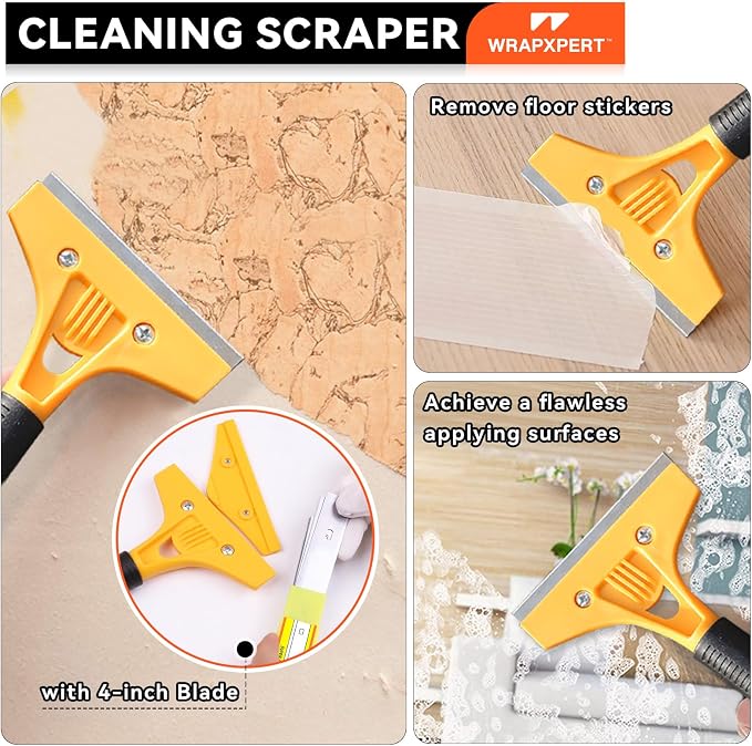 WRAPXPERT Peel and Stick Wallpaper Tools,Wallpaper Smoothing Tool Kit with Smoother,Edge Guider,Paste Brush for Backsplash Tile,Contact Paper - Image 4