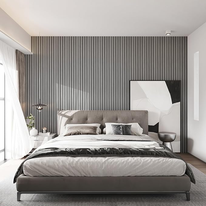 Art3d 96 x 6 Inch WPC 3D Wood Textured Slat Wall Panels, 8-Pack, Gray Oak | Stylish Slat Design, Waterproof, Weather Resistant, Eco-Friendly, Long-Lasting, Easy to DIY, Ideal for Interior Wall, Bedroom - Image 7