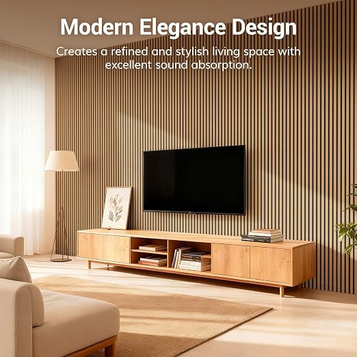 TONOR Wood Wall Panels for Interior Wall Decor-2 Pack 47.2" x 23.6" | Wood Slat Acoustic Panels-15.5ft² for Noise Cancelling and Wall Décor Living Room, Bedroom, Home Decor, Office, Teak - Image 6