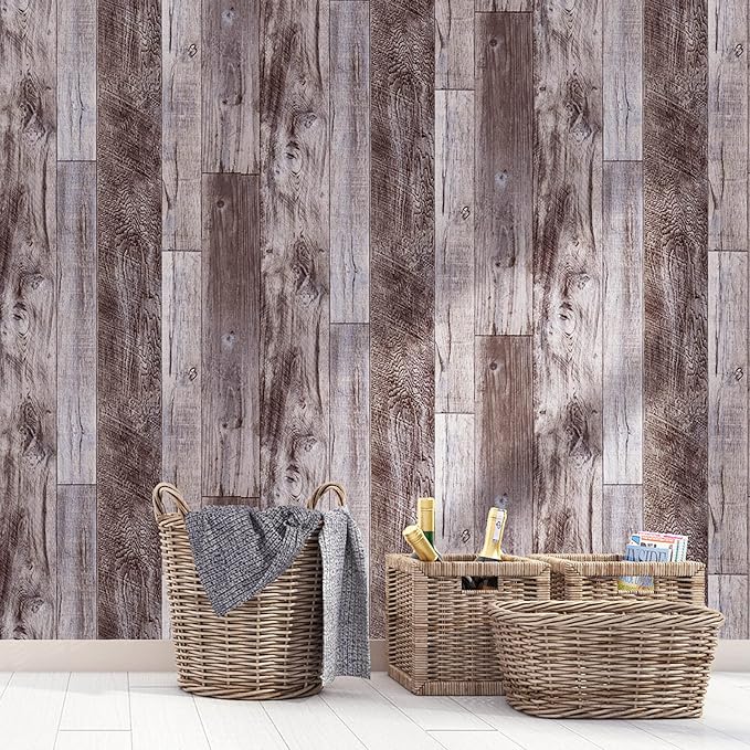 Yun-aeon Natural Wood-Gray Contact Paper Peel and Stick Wallpaper | 17.3"x 400"Self Adhesive Removable Vintage Faux Wood Wall Paper Plank Shelf Home Decoration Kitchen Counter Cover - Image 7