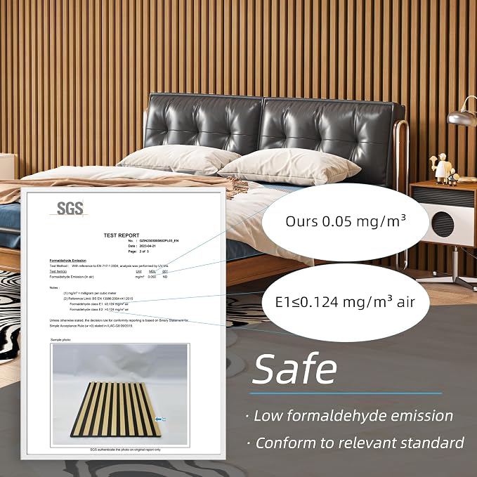 Art3d 2 Pack 94.5 x 24 inch Wood Slat Acoustic Panels for Wall & Ceiling - 31 sq.ft 3D Fluted Sound Absorbing Panel with Wood Finish, Teak - Image 4