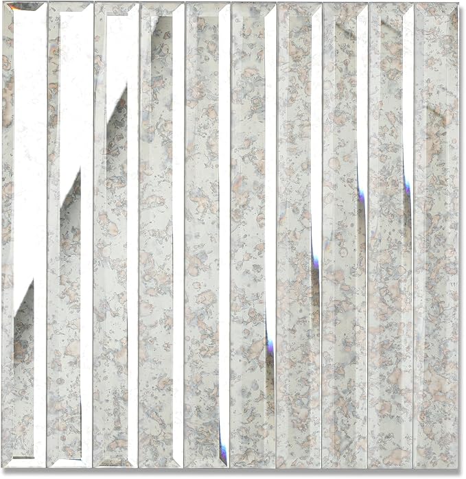 Beveled Antique Mirror Glass Tile,12x12 Inch Mirror Strip Backsplash Tiles for Kitchen Bathroom Shower Wall 5 Sheets by Soulscrafts