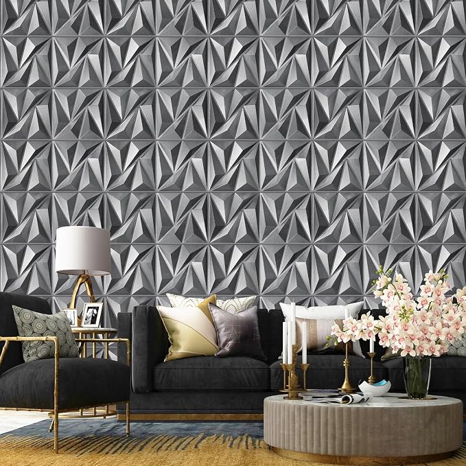 STICKGOO 3D Wall Panels Diamond, Brushed Silver, 12''x12'', 33 Pack | Accent Wall Panels for Interior Wall Decor, Living Room, Bedroom Office, Cover 32.Sq.Ft - Image 8