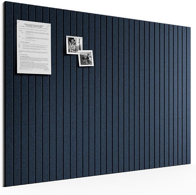 Bumusty 48"x 36" Large Felt Bulletin Board Tiles, Carbon Blue | 12-Pack Cork Board Alternative, Wall Decor, 30 Pushpins, 60 Adhesive Tabs, Vision Board, Office, Classroom, Home, Dorm by BUMUSTY