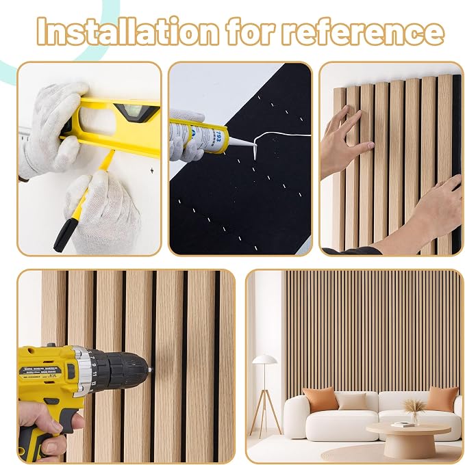 Wood Slat Acoustic Panels, 94.5 x 12.6 Inch, White Oak, 2 PCS | (16.5ft²) 3D Wall Panels, Interior Wall Decor Noise Cancelling, Fluted Sound Absorbing Panel for Office,Home,Theater,Studio - Image 9