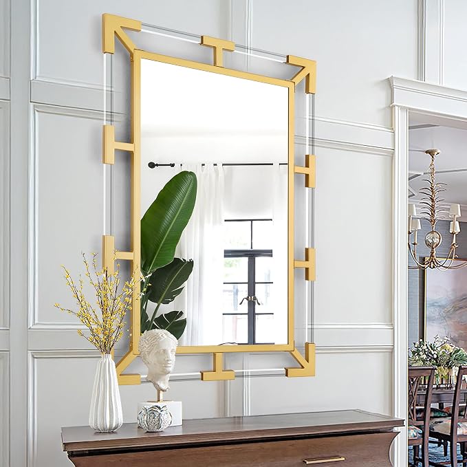 Chende Gold Wall Mirror for Decor with Clear Acrylic and Metal Frame - Image 4