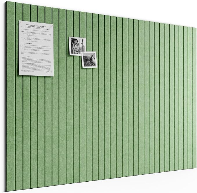 Bumusty 48"x 36" Large Felt Bulletin Board Tiles, Moss Green | 12-Pack Cork Board Alternative, Wall Decor, 30 Pushpins, 60 Adhesive Tabs, Vision Board, Office, Classroom, Home, Dorm by BUMUSTY