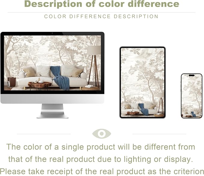 Beige Forest Peel and Stick Wallpaper Landscape Wall Mural | 173"x108", Self Adhesive Canvas, for Bedroom Living Room Bathroom, Seamless, No overlapping - Image 6