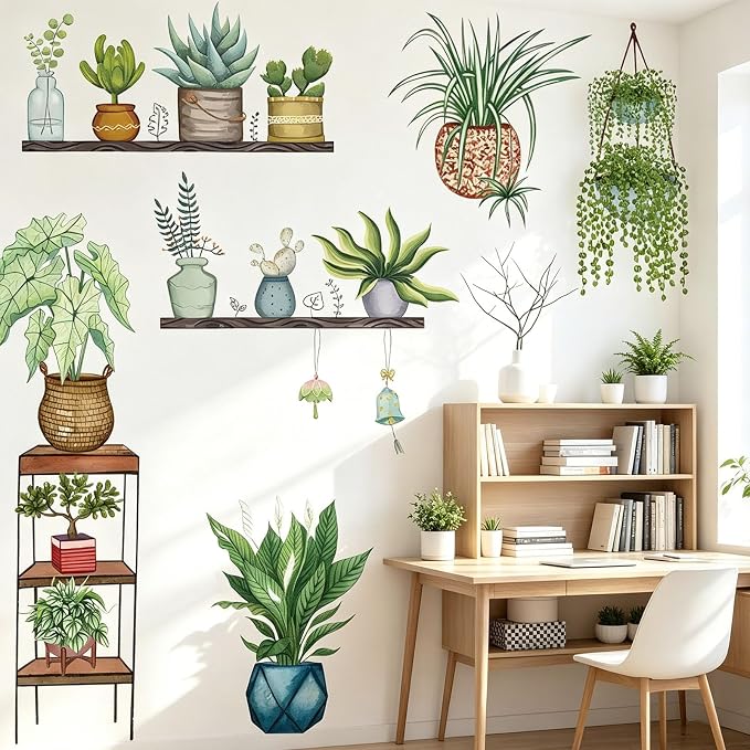 Arawat Plant Wall Decals Peel and Stick Stickers & Murals for Bedroom, Living Room, Bathroom, Kitchen - Boho Decorative Art Decor - Image 3