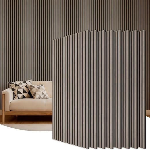 TONOR Wood Wall Panels for Interior Wall Decor-8 Pack 47.2" x 23.6" | Wood Slat Acoustic Panels-61.88ft², Soundproof Wall Panels for Noise Cancelling and Decoration, Living Room, Office, Gray by TONOR