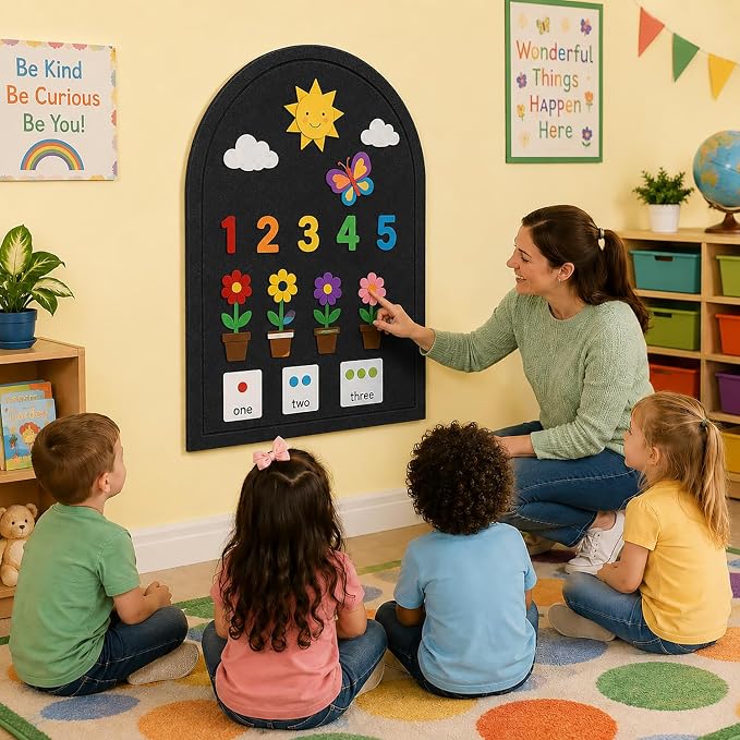 Large Arched Felt Bulletin Board, Sized 36" x 24" for Office & Wall Decor – 6 Customizable Adhesive Tiles with Pins are Perfect to Display Your Photos (Black-B) - Image 3