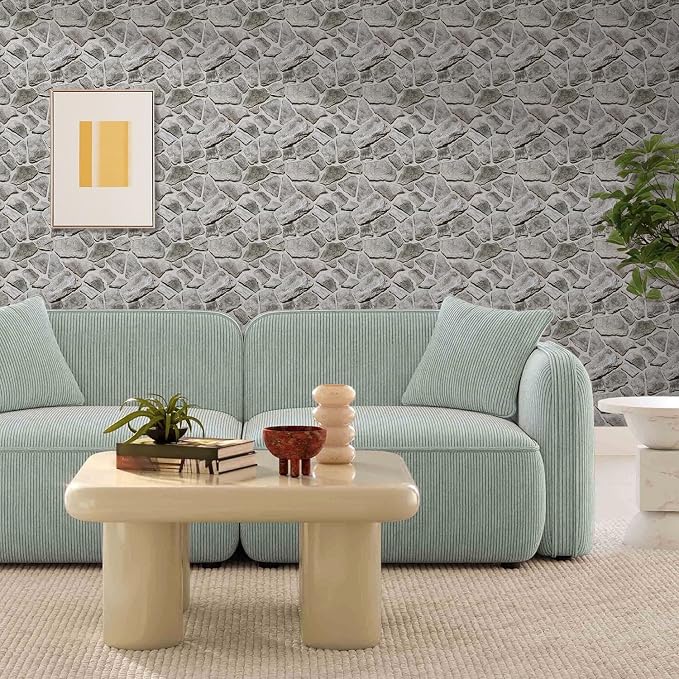COMSTICKC 3D Peel and Stick Faux Stone Wall Panels for Quick DIY Wall Decor | Gray, 10 Pcs 11.8" x 11.8", Not Real Stone, Lightweight Thin PVC Decorative Tiles Wall Sticker Wallpaper, Cover 9.7 sq ft - Image 7