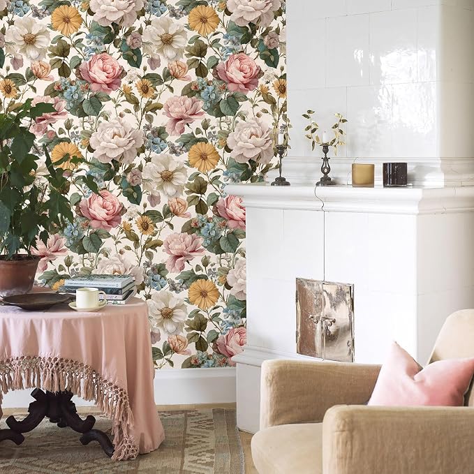 Orainege Vintage Floral Peel and Stick Wallpaper for Bedroom | 16.9inx118.1in Floral Contact Paper Self Adhesive Wallpapers for Bathroom Nursery Cabinets Decor Vinyl Roll - Image 7
