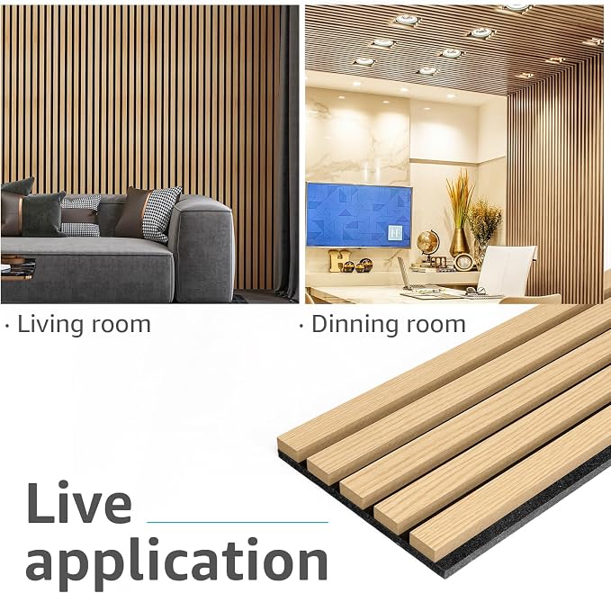 Art3d 4pcs-107 x 8in Slat Acoustic Panel for Wall and Ceiling, 3D Fluted Sound Absorbing Panel with Wood Finish, Oak - Image 3