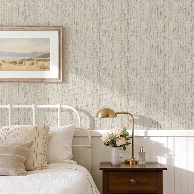 JiffDiff Woven Wallpaper Peel and Stick 17.3" x 120" Colorful Paint Grasscloth Contact Paper Textured Waterproof Self Adhesive Stick on Wallpaper(14.4 sq. ft Gray) - Image 2
