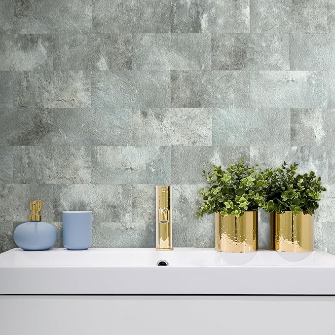 AULIGET 20-Piece Mountain Rock Peel and Stick Backsplash Wall Tiles, 6" x 12" PVC Faux Stone Stick on Tiles for Backsplash Kitchen, Bathroom, Laundry Room, Camper, Fireplace - Image 6