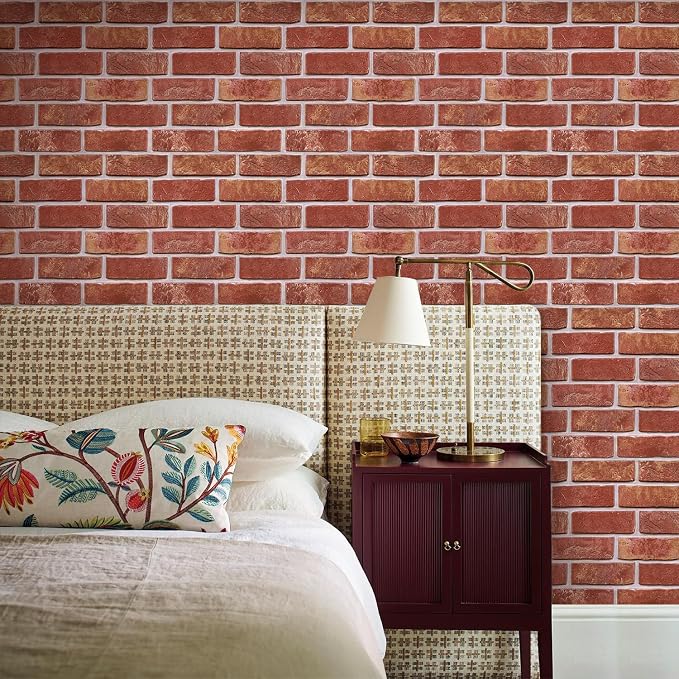 COMSTICKC 3D Peel and Stick Faux Brick Wall Panels for Quick DIY Wall Decor | Red, 10 Pcs 11.8" x 11.8", Not Real Brick, Small Size Brick, Lightweight Thin PVC Decorative Wall Sticker, Cover 9.7 sq ft - Image 7