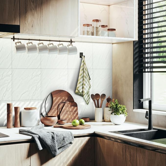Vieshful 20pcs Peel and Stick Backsplash Tile，12"x12" Self Adhesive Marble Tile for Wall, PVC Waterproof Shower Wall Panels, Back Splash Stick on Tiles for Kitchen Bathroom Living Room, Not Real Tile - Image 2