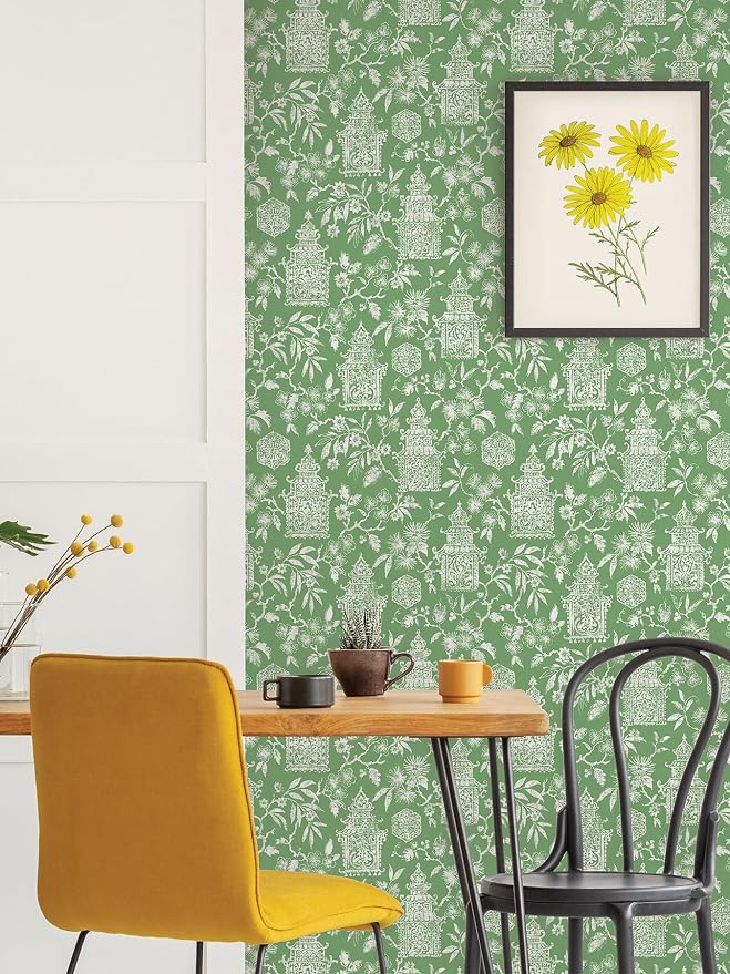 NuWallpaper Danson Peel and Stick Wallpaper, Green Boho Floral Removable Contact Paper for Walls, Self Adhesive Wall Covering for Bedroom Living Room Accent Wall - Image 3