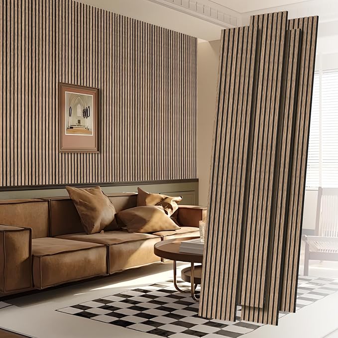 RITOLLO 4 Pack Wood Panels for Wall, 90.55"×12.6" Wood Slat Acoustic Panels for Wall, Soundproof Panels, 3D Fluted Panels for Interior Wall Decor (Natural Walnut) by Ritollo