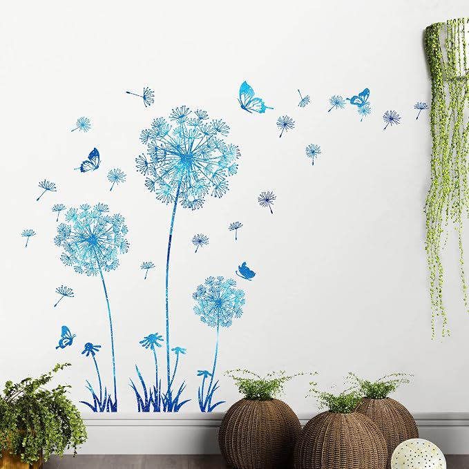 Removable 3D Dandelion Wall Decals Flowers and Flying Butterfly Wall Stickers Murals Self-adhesive Peel and Stick Falling Dandelions Decor for Girls Bedroom Living Room Nursery Baby Children's - Image 7