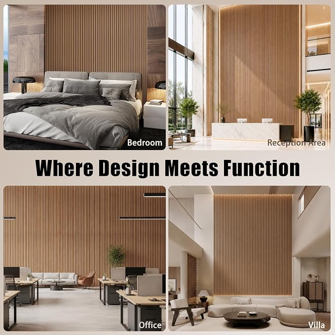 RITOLLO Wood Panels for Wall, 4 Pack Wood Slat Acoustic Panels, 118 x 11 in 3D Fluted Sound Absorbing Panels for Interior Wall Decor, Accent Wall for Living Room, Bedroom, Home Office (Classic Walnut) - Image 6