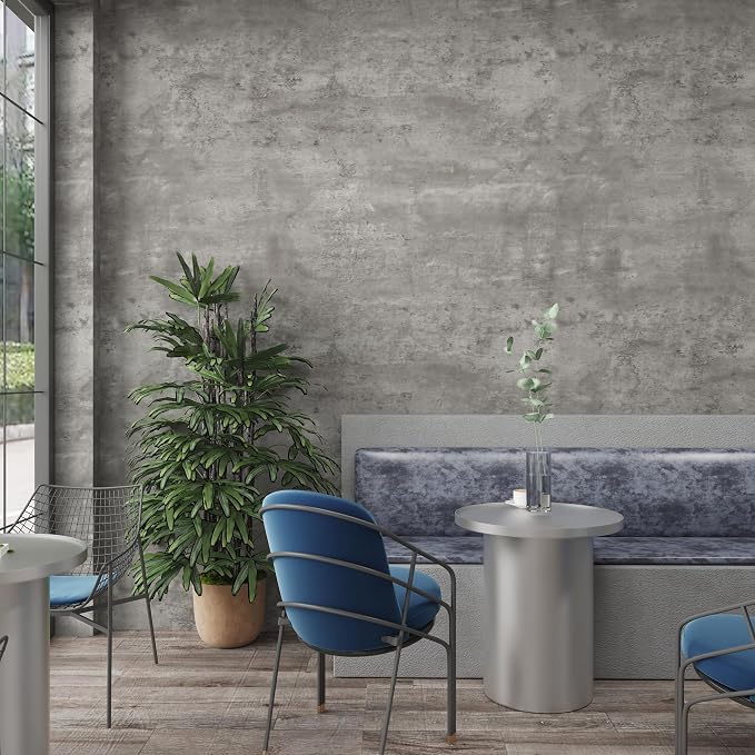 3yecao 48"×591" Large Size Extra Wide Thick Light Grey Concrete Wallpaper Peel and Stick Waterproof Grey Concrete Contact Paper Vinyl Industrial Gray Cement Sticker for Gym Bedroom Living Room Walls - Image 7