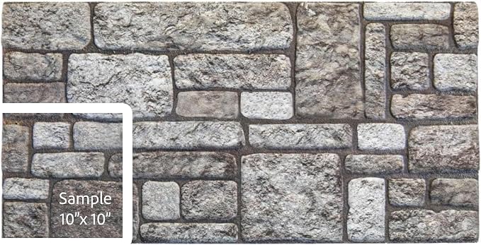 Dundee Deco 3D Wall Panels Faux Brick - Cladding Grey Stone Look Wall Paneling, Styrofoam, Sample, Size 10 x 10 in. by DundeeDeco
