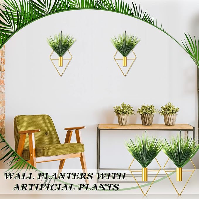 Canlierr 4 Pcs Wall Decor Hanging Planters, Aquatic Plant, Gold - Image 8