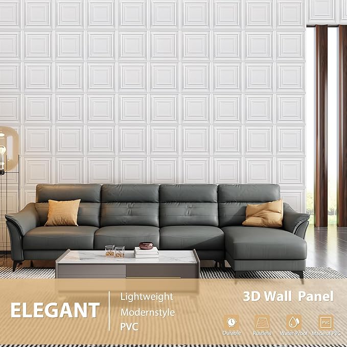 Heikki 30 Pack 3D Wall Panel for Interior Wall Décor, PVC Flower Textured Wall Panels for Living Room Bedroom Hotel Office, 11.8"x11.8", Double-Sided Tape (White-HZX) - Image 2