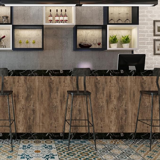 Wood Grain Contact Paper 17.3"x200" Grayish Brown Wood Look Peel and Stick Wallpaper Vintage Removable Self Adhesive Vinyl Faux Woods Wallpaper for Cabinets Countertops Covering - Image 9