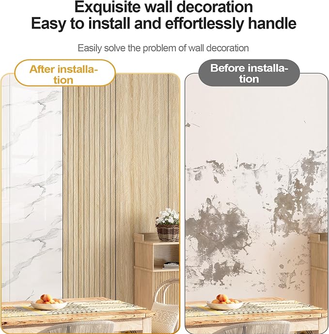 Chejiaye Peel and Stick 3D Wall Panel -15.75"x118"Soundproof Self-Adhesive Wall Sticker, Removable Thick PVC Slat Contact Paper for Kitchen Bedroom,Ceiling Wall Decoration Wood Grain (Light Grey) - Image 8