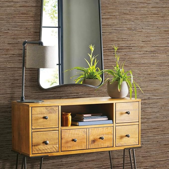 RoomMates RMK11312WP Brown Faux Grasscloth Non-Textured Peel and Stick Wallpaper, Roll - Image 4