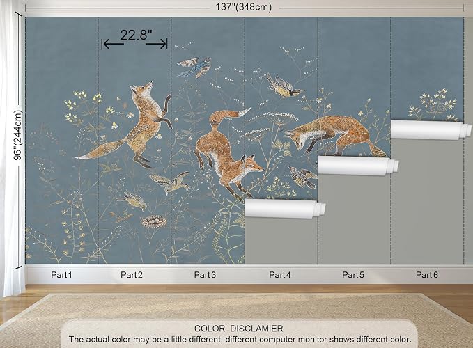 Animal Wallpaper Peel and Stick Woodland Wildlife Safari Wall Mural | 137"x96", Self Adhesive Canvas, for Bedroom Living Room Bathroom, Seamless, No overlapping - Image 4