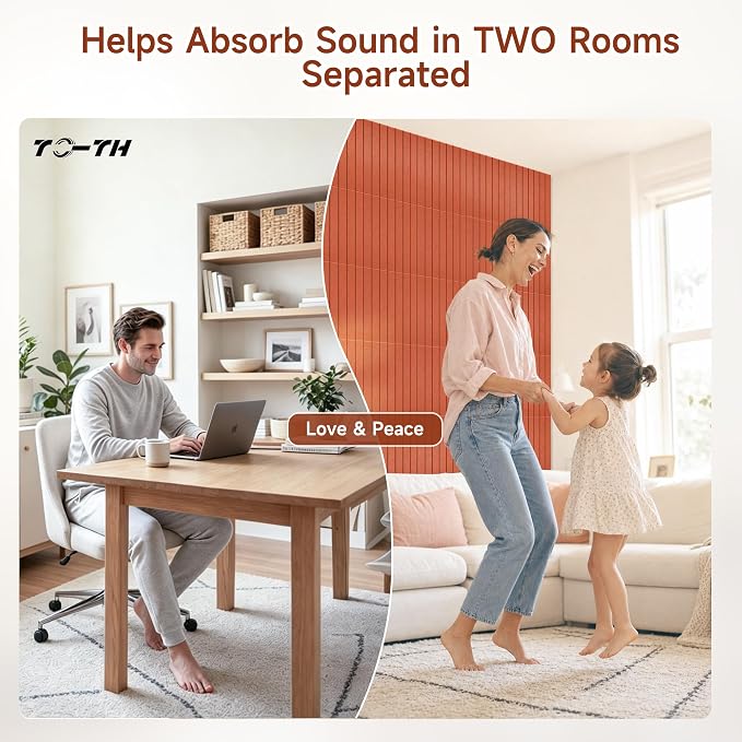 TO-TH Acoustic Panels Peel and Stick Sound Wall Panel 12 Pack, Honey Orange | Self-Adhesive, Sound Absorbing Panels, 100% Polyester Fiber, 11.8"×15.7"×0.35", Acoustical Treatment for Studio, Office, Home - Image 6