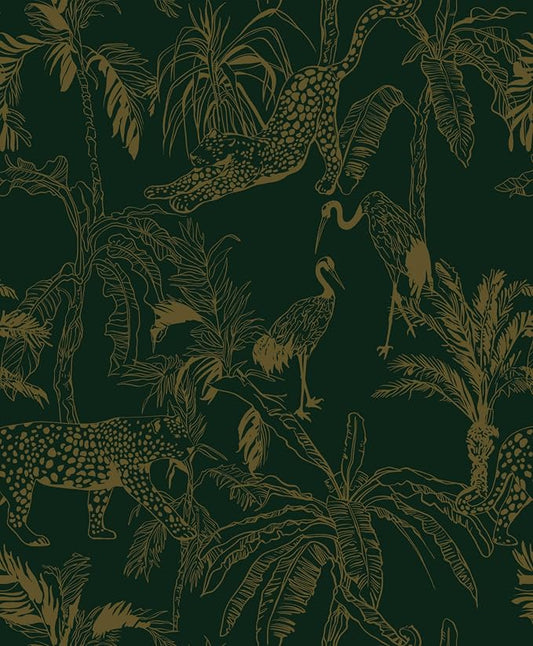 Heroad Dark Green Peel and Stick Wallpaper Boho Contact Paper 17.3"x393" Jungle Wall Paper Removable Self Adhesive Cheetah Wallpaper for Bedroom Living Room Cabinet Waterproof Bathroom Vinyl Roll by HeroadBrand