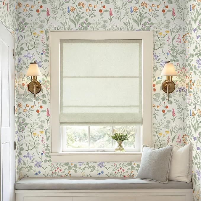 Dimoon Floral Wallpaper Peel and Stick Floral Leaves Contact Paper Beige Green Renter Friendly Wallpaper Removable Textured Farmhouse Cottage Wall Paper for Bathroom Bedroom Vinyl Roll 17.3" X 78.7" - Image 7
