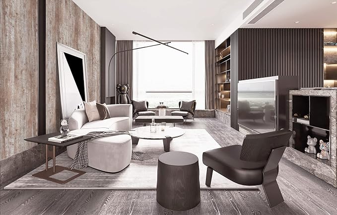 Dimoon Wallpaper 118" x17.7''Wood Wallpaper Brown Thicken Grey Dark Wood Contact Paper Gray Brown Wood Plank Wood Peel and Stick Wallpaper Removable Rustic Wood Grain Self Adhesive Cabinet Vinyl Roll - Image 6