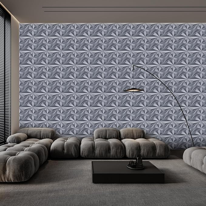 Heikki 30 Pack 3D Wall Panel for Interior Wall Décor, PVC Flower Textured Wall Panels for Living Room Bedroom Hotel Office, 11.8"x11.8", Double-Sided Tape (Gray-DJZ) - Image 7