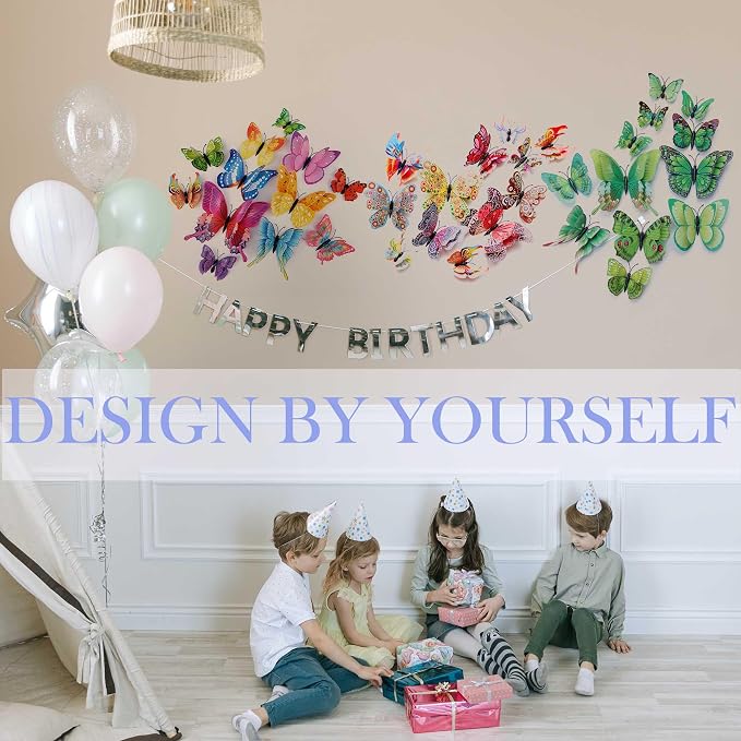 OPSEAM 3D Butterfly Wall Decor Butterfly Decorations Stickers with Magnets | 72 PCS Circl,12 Styles Double Layer Butterfly for Classroom Decoration,Locker Refrigerator, Reusable,Waterproof - Image 3