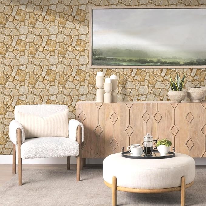 Commomy Faux Stone Peel and Stick Wall Panels | Ultralight Thin PVC Printable Faux Rock Wall Covering Decorative Tiles for Living Room,Fireplace(Covers 9.7 sq.ft) - Image 7