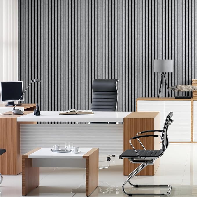 Art3dwallpanels 10 Pack Acoustic Panels, 48" X 12" X 0.43", Grey and Black | Soundproof Wall Panels, Self Adhesive, High Density Sound Absorbing, Acoustic Treatment for Recording Studio, Office - Image 8