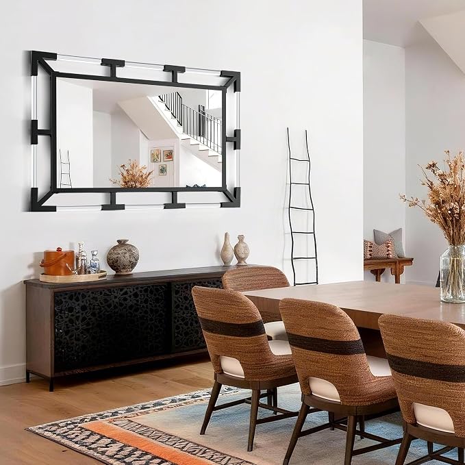 Chende Black Decorative Wall Mirror with Acrylic and Metal Frame, 36" x 48" - Image 7