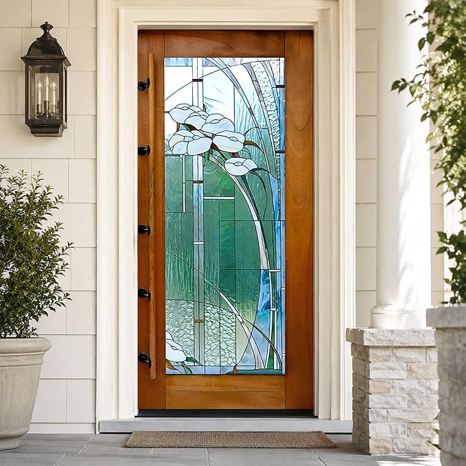 Door Stickers Peel Stick Murals-Wall Covers Decorative Decal Floral Glass | 30.3"W x 78.7"H, 3D Blue Peacock Wallpaper，Waterproof Removable Opaque Vinyl Self Adhesive Fake Door Decor for Home Office by ChezMax