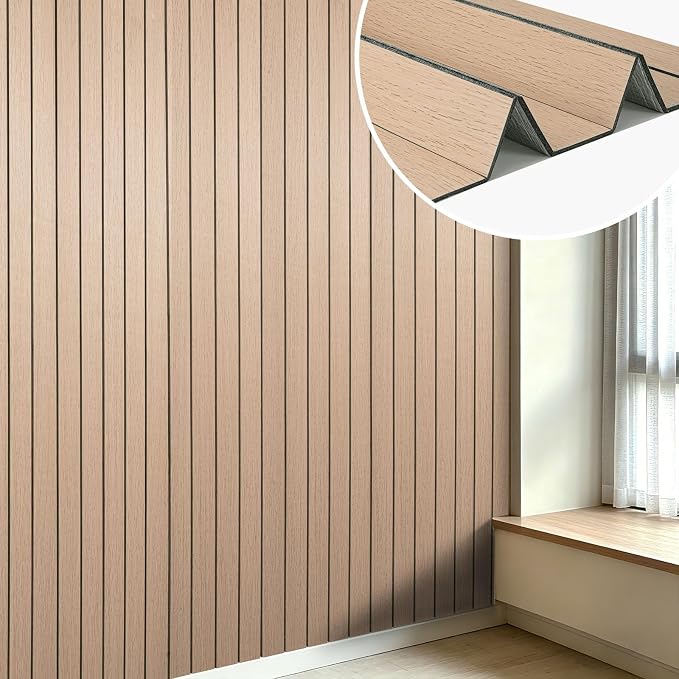 3D Peel and Stick Wall Panels PVC Grille Slat 118"x15.8" Self-Adhesive Wall Sticker Soundproof Paneling for Walls and Ceiling in Faux Oak Wood Grain Texture - Image 8