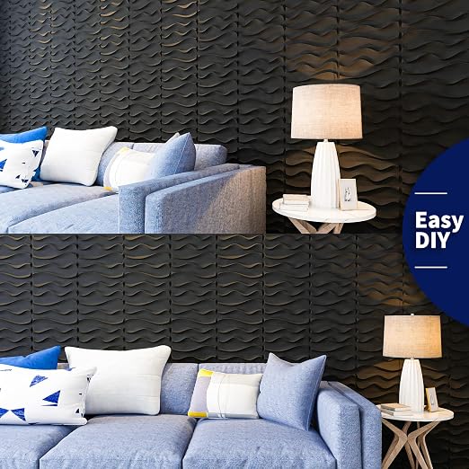 Art3dwallpanels 33 Pack 3D Wall Panels, Black PVC | 3D PVC Wall Tiles for Interior Wall Decor, Waterproof, Modern, Easy DIY for Residential and Commercial - Image 4