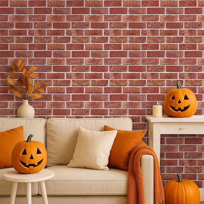 COMSTICKC 3D Peel and Stick Faux Brick Wall Panels for Quick DIY Wall Decor | Red, 10 Pcs 11.8" x 11.8", Not Real Brick, Small Size Brick, Lightweight Thin PVC Decorative Wall Sticker, Cover 9.7 sq ft - Image 2
