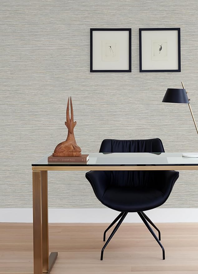 RoomMates Neutral Jade Dimensional Grasscloth Peel and Stick Wallpaper, RMK12683PLW - Image 3